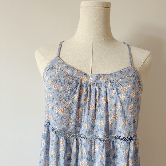 ⛱️ 2/20$ Wild Skye - womens baby blue summer floral maxi dress size small - Picture 2 of 9